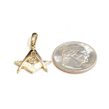 Load image into Gallery viewer, 14k yellow Gold Freemason Masonic Pendant charm gift religious fine jewelry 2.3g
