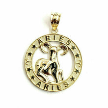 Load image into Gallery viewer, 10k yellow solid Gold round Ram Aries Zodiac Sign Pendant fine jewelry 2.4g
