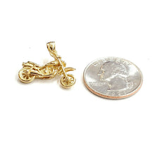 Load image into Gallery viewer, 14k yellow Gold 3D motorcycle Pendant charm sport bikers gift fine jewelry 3.8g
