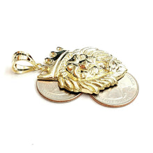 Load image into Gallery viewer, 10k yellow Gold lion head face crown Leo zodiac Pendant charm fine jewelry 7.7g
