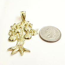 Load image into Gallery viewer, 10k yellow gold dollar sign money bag tree lucky pendant charm fine jewelry 6.7g
