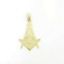 Load image into Gallery viewer, 10k yellow Gold Freemason Masonic Pendant charm fine gift religious jewelry 1.7g
