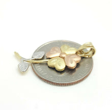 Load image into Gallery viewer, 14k 3 color Gold flower Pendant charm fine jewelry gift for her diamond cut 1.6g
