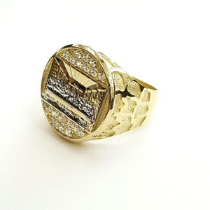 10k two tone gold last supper religious men's Ring diamond cut jewelry Size 9.5