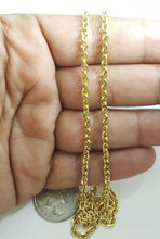 Load image into Gallery viewer, New 10K yellow gold 3.5mm Hollow rolo link chain Necklace 10.7 Grams 30&quot;
