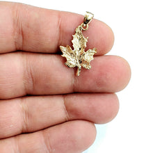 Load image into Gallery viewer, New 14k yellow gold solid maple leaf pendant charm gift fine jewelry 1.4g
