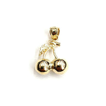 Load image into Gallery viewer, New 14k yellow gold 3D Cherry fruit leaf pendant charm Gift fine jewelry 3.4g
