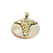 Load image into Gallery viewer, New 10k yellow solid Gold caduceus medical sign Pendant charm fine jewelry 1.1g
