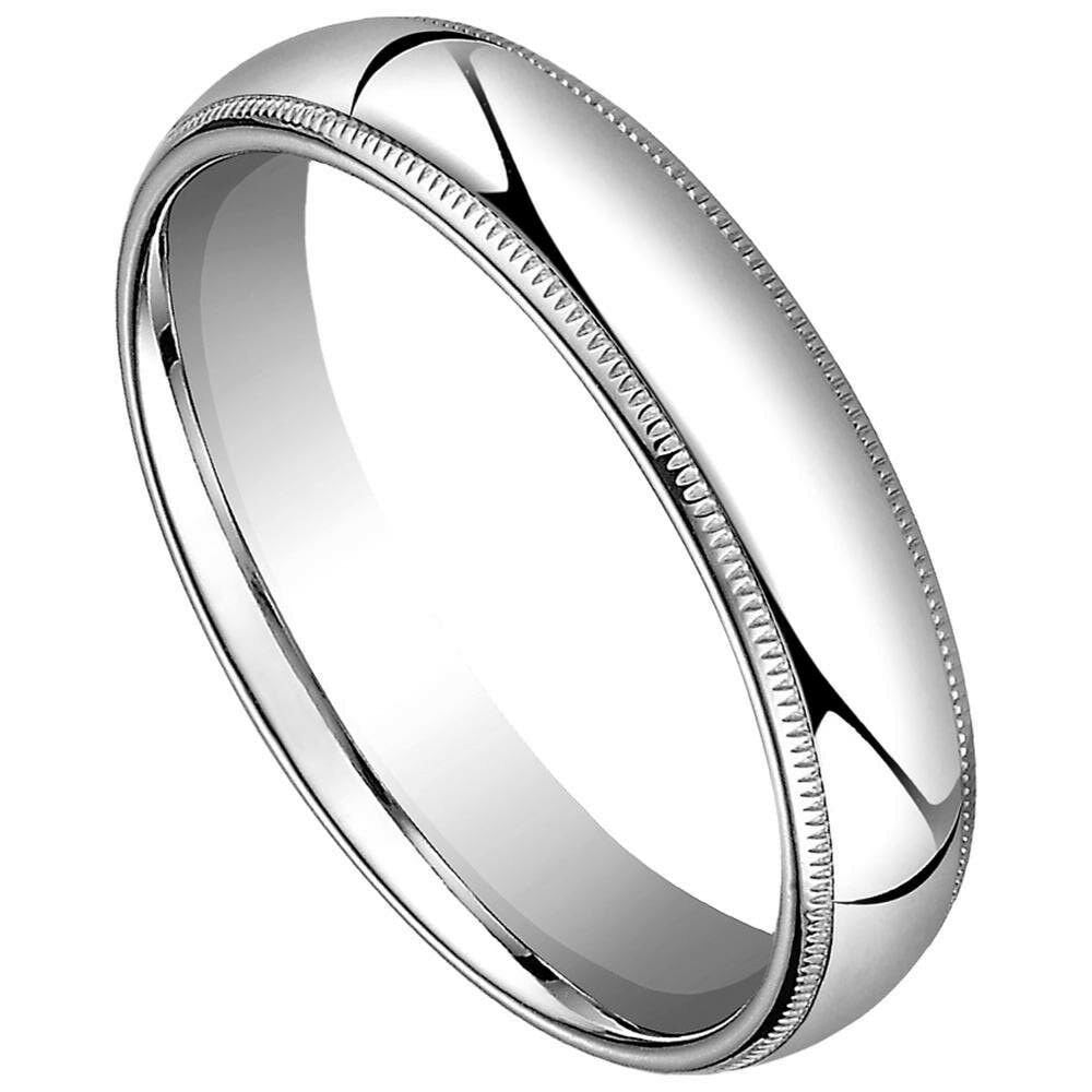 Men's Women's Solid 14K White Gold Milgrain Wedding Band comfort fit 5MM Size 12