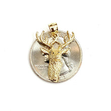 Load image into Gallery viewer, 14k yellow Gold deer buck male head Hunting Pendant charm gift  jewelry 1.9g
