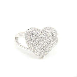 0.50Ct Natural Diamond In 14k white Gold Women's heart Ring fine gift Size 7.25