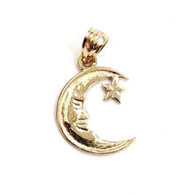 Load image into Gallery viewer, New 14k yellow gold moon and star pendant charm astronomy gift fine jewelry 1.1g
