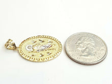 Load image into Gallery viewer, New 14k two tone gold oval saint Jude juda pendant charm religious jewelry 3g
