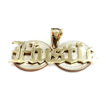 Load image into Gallery viewer, New 10k yellow Gold Hustle word Pendant charm polished shiny fine jewelry 6.3g
