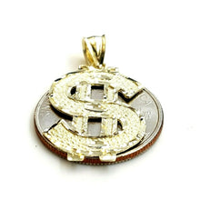 Load image into Gallery viewer, New 10k yellow gold dollar sign diamond cut unisex lucky pendant charm gift 2.1g

