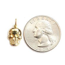 Load image into Gallery viewer, New 14k yellow Gold tiny Skull mummy dead Bone Pendant Gift fine jewelry 1.3g

