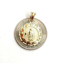 Load image into Gallery viewer, New 10k yellow gold hollow two sided Jesus &amp; virgin Guadalupe pendant 0.69" 2.3g

