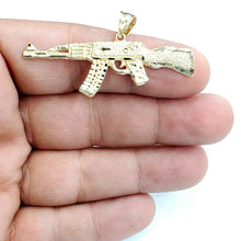 Load image into Gallery viewer, 14k yellow Gold AK-47 machine gun military rifle Pendant charm fine gift 4.3g
