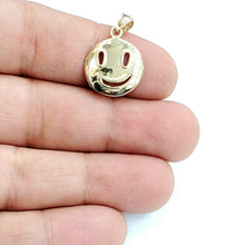 Load image into Gallery viewer, New 14k yellow gold round happy face emoji pendant charm gift fine jewelry 1.5g
