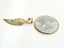 Load image into Gallery viewer, 14k Yellow Gold Single Angel Wing Pendant Diamond Cut Unisex fine jewelry 1.2g
