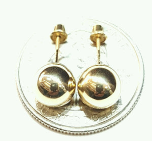 14k yellow Gold 8mm hollow ball earrings screw back fine gift jewelry for female