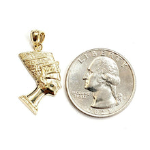 Load image into Gallery viewer, 14k solid yellow Gold Egyptian Nefertiti head queen Pendant fine jewelry 1.9g
