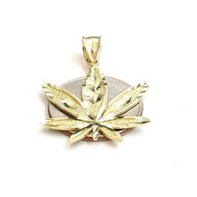 Load image into Gallery viewer, New 10k yellow gold marijuana leaf weed pendant diamond cut medical jewelry 2.7g
