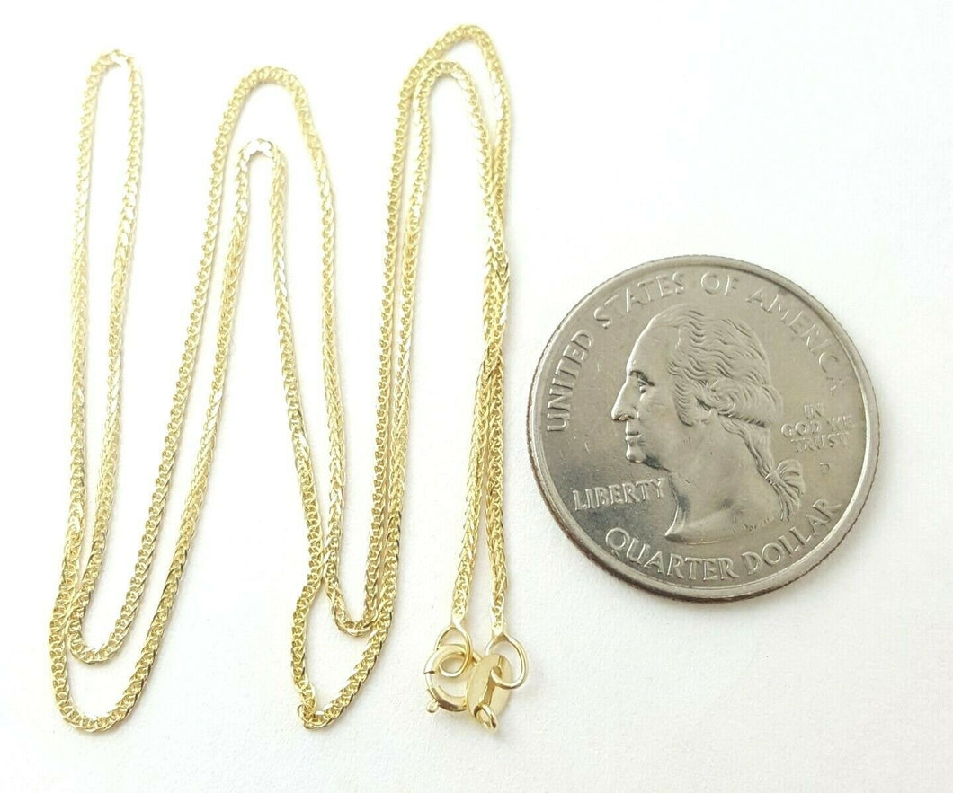 New 14K Yellow Gold 0.8mm Square Spiga Wheat Chain Necklace fine gift 1.8g 22