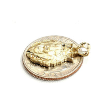Load image into Gallery viewer, New 14k yellow Gold lion head face with crown Leo Pendant charm fine gift 2.4g
