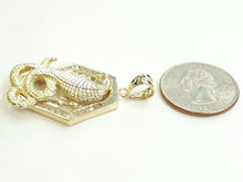 Load image into Gallery viewer, New 14k two tone Gold cobra snake Pendant charm fine jewelry 3D red eye 9.3g
