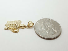 Load image into Gallery viewer, New 14k yellow gold turtle full body pendant charm diamond cut fine jewelry 1.7g
