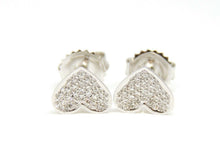 Load image into Gallery viewer, New 14k white Gold 0.22Ct Round Diamonds heart stud Earrings Push Back Fastening
