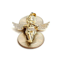 Load image into Gallery viewer, 14k yellow Gold 3D full body angel Pendant cubic zirconia fine jewelry 9.3g
