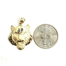 Load image into Gallery viewer, 14k yellow solid Gold tiger male head face Pendant diamond cut fine jewelry 3.7g
