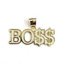 Load image into Gallery viewer, New 10k yellow Gold Boss dollar sign word Pendant charm fine gift jewelry 4.2g
