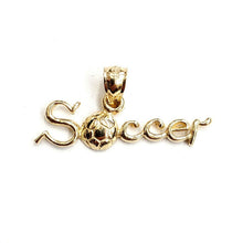Load image into Gallery viewer, 14k yellow Gold Soccer word ball Pendant charm sport game fine jewelry gift 1.3g
