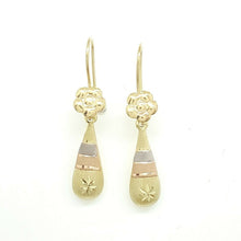 Load image into Gallery viewer, New 14k 3 color Gold Hollow eye drop Earrings for female fine gift jewelry 1.8g
