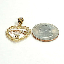 Load image into Gallery viewer, 14k tri color Gold heart sweet 15 años 15 years Pendant charm fine jewelry 2.1g

