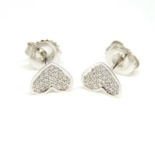 Load image into Gallery viewer, New 14k white Gold 0.22Ct Round Diamonds heart stud Earrings Push Back Fastening
