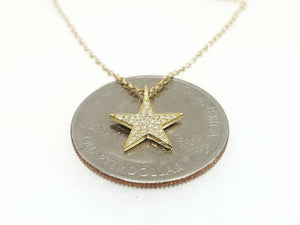 14k yellow Gold 0.09Ct Diamond star necklace gift for her 18" adjustable chain