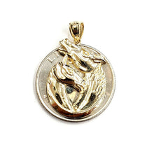 Load image into Gallery viewer, 14k yellow Gold Double Horse Head animal Pendant charm Love fine jewelry 3.1g
