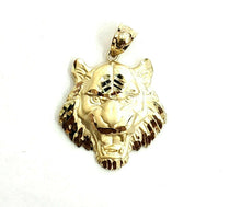 Load image into Gallery viewer, 14k yellow solid Gold tiger male head face Pendant diamond cut fine jewelry 3.7g
