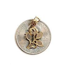 Load image into Gallery viewer, New 14k yellow solid Gold rose flower Pendant charm love fine gift jewelry 1.4g
