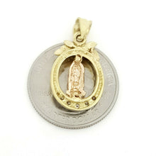 Load image into Gallery viewer, New 14k gold oval virgin Mary Guadalupe pendant charm fine gift jewelry 3.3g

