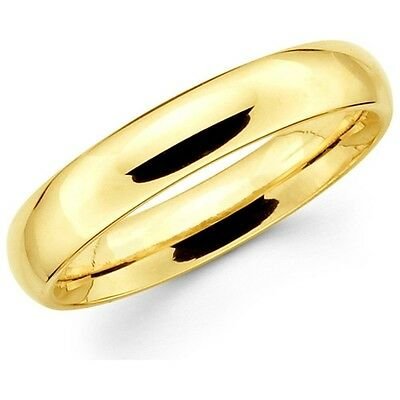 Mens Womens Solid 14K Yellow Gold Plain Wedding Band Comfort Fit gift 5MM Size 6