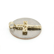 Load image into Gallery viewer, 14k yellow gold cross Jesus pendant charm with heart religious fine jewelry 1.1g
