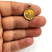 Load image into Gallery viewer, 14K Gold pendant With genuine 5 dollars 1/10 oz 22k American eagle coin 4.3g
