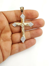 Load image into Gallery viewer, 10k yellow gold cross Jesus pendant with cubic zirconia fine gift jewelry 6.7g
