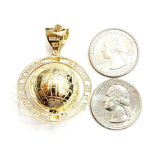 Load image into Gallery viewer, New 10k yellow gold 3D Spinning round globe planet earth world map pendant 15.8g
