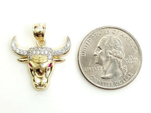 Load image into Gallery viewer, 14k yellow Gold Taurus bull zodiac Pendant cubic zirconia fine gift jewelry 3.2g
